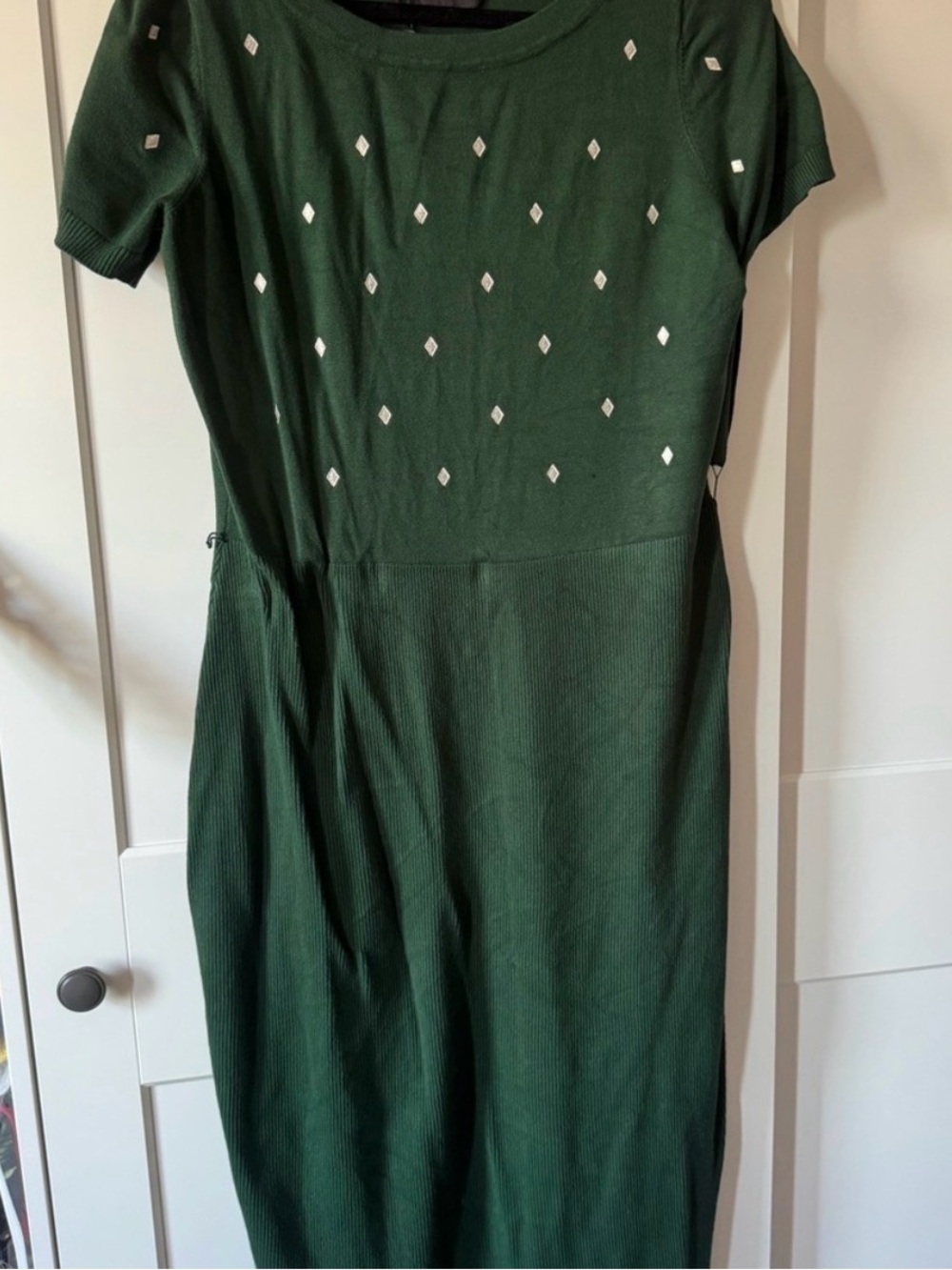 NWT Collectif London Green Pink Diamond Knit Midi Dress 4XL UK 22